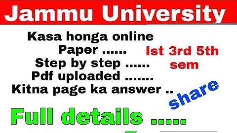 Jammu University College Exam is 3rd 5th online 😱😱 ...