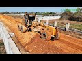 Best action komatsu grader plowing soil driving skills to making village roads techniques