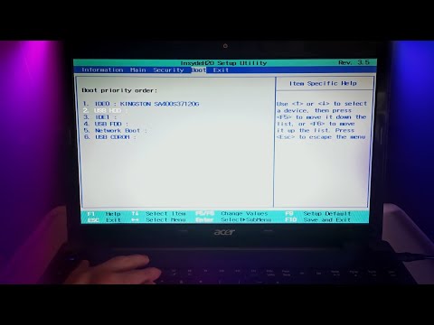 Как зайти и настроить BIOS ноутбука ACER Aspire для установки WINDOWS с флешки