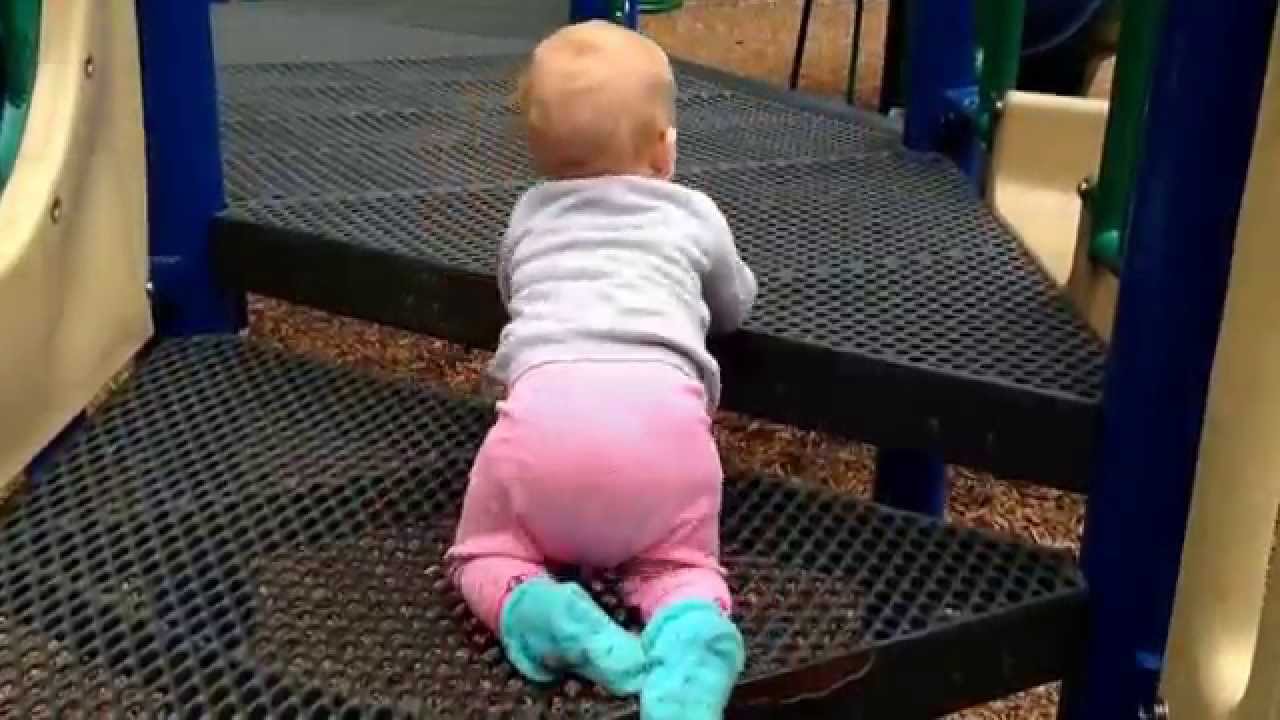 9 months Old climbing at the park YouTube