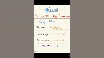 CAPGEMINI HIRING FOR MULTIPLE ROLES/ Graduates, post graduates Eligible/ #capgemini job updates