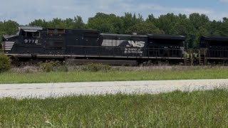 Norfolk Southern 242 with a Rare white face Dash 9 locomotive