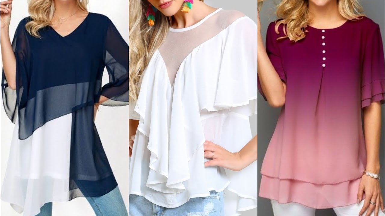 plain chiffon tops