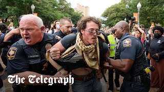 video: Riot police clash with pro-Palestine protesters on college campuses across US