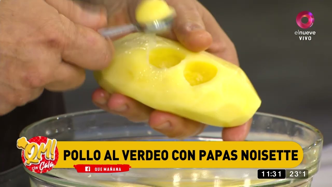 Pollo al verdeo con papas noisette