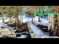 River under a Snowy Bridge -Relaxing River Sounds and Windchimes by a cabin in the woods.