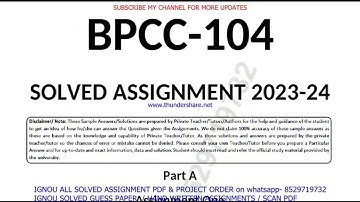 BPCC 104 Statistical research for psychological research -1 solved assignment 2023-2024#ignou