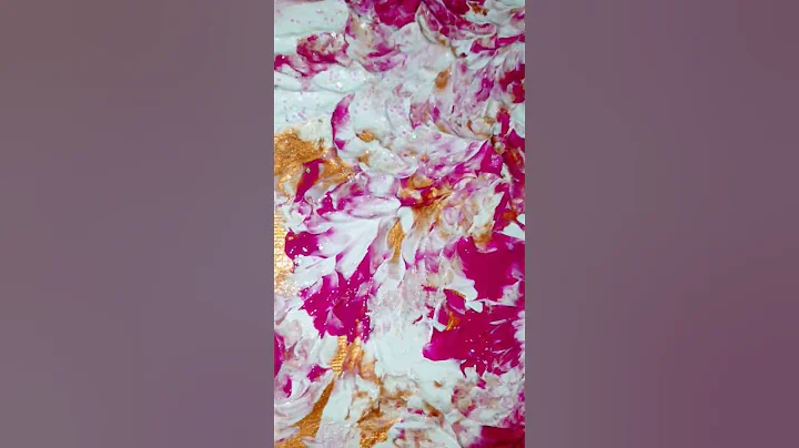 acrylic abstract painting using metallic gold ,pin...