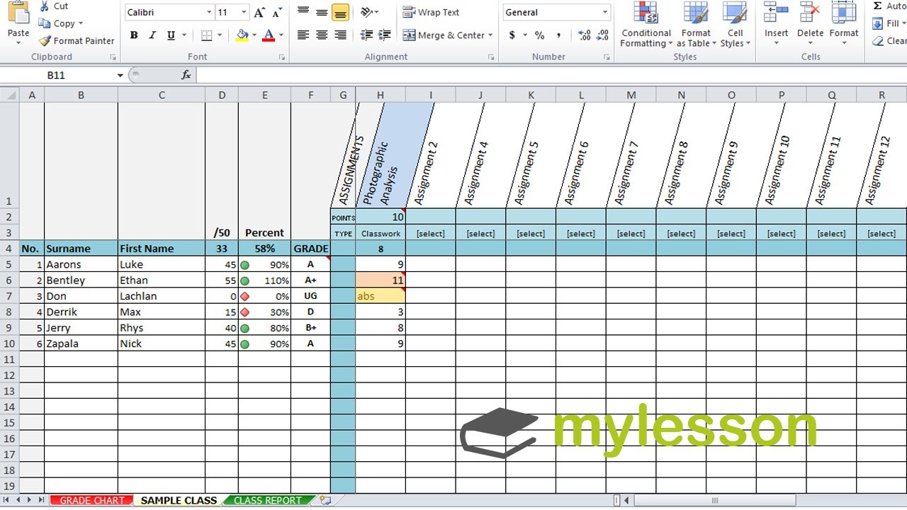 excel student grade sheet template