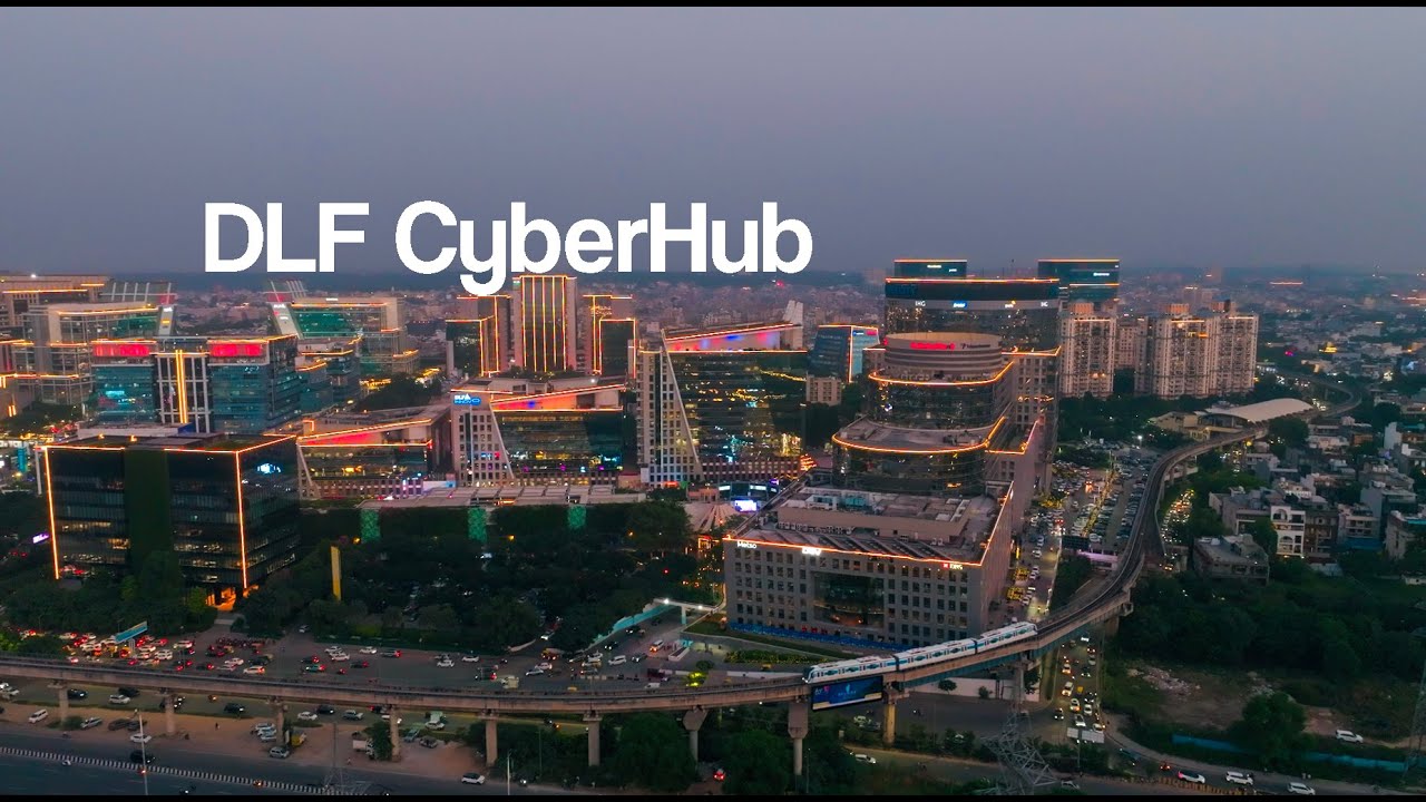 4K Drone Video of NH48 Gurgaon Rush Hour | Transition to DLF CyberHub Aerial Views