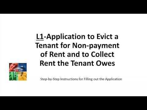 LSHC Form L1 - Application to Evict a Tenant for Non-payment of Rent and Collect the Rent Owed