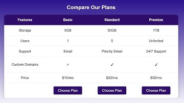 How to Create an Interactive Comparison Pricing Table Using Only HTML & CSS