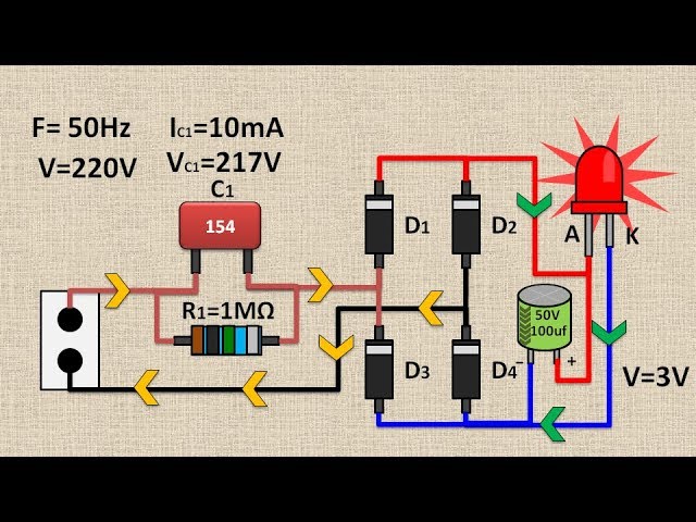 Connect 3V LED Directly With 220V AC Supply - Using Resistor 