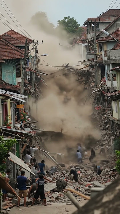 Bangunan Ambruk Seketika! Suara Dentuman Bikin Merinding#bencana#nature#short#viral
