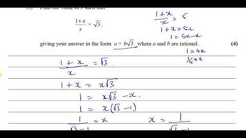 [8] AS (IAL) Pure Mathematics (P1) Solomon Paper C  Q4 Surd Equations