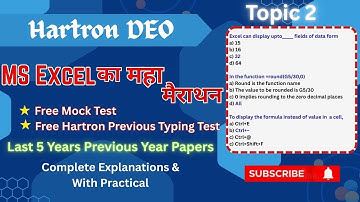 Hartron DEO MS Excel MCQ Last 5 years | MS Excel Marathon |