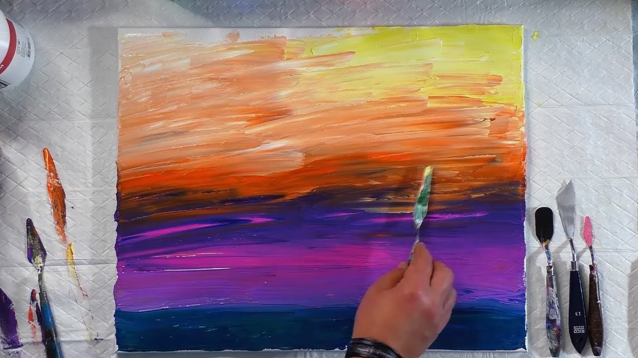 Abstract Acrylic Painting Demo / For Beginners / Palette Knife Painting ...