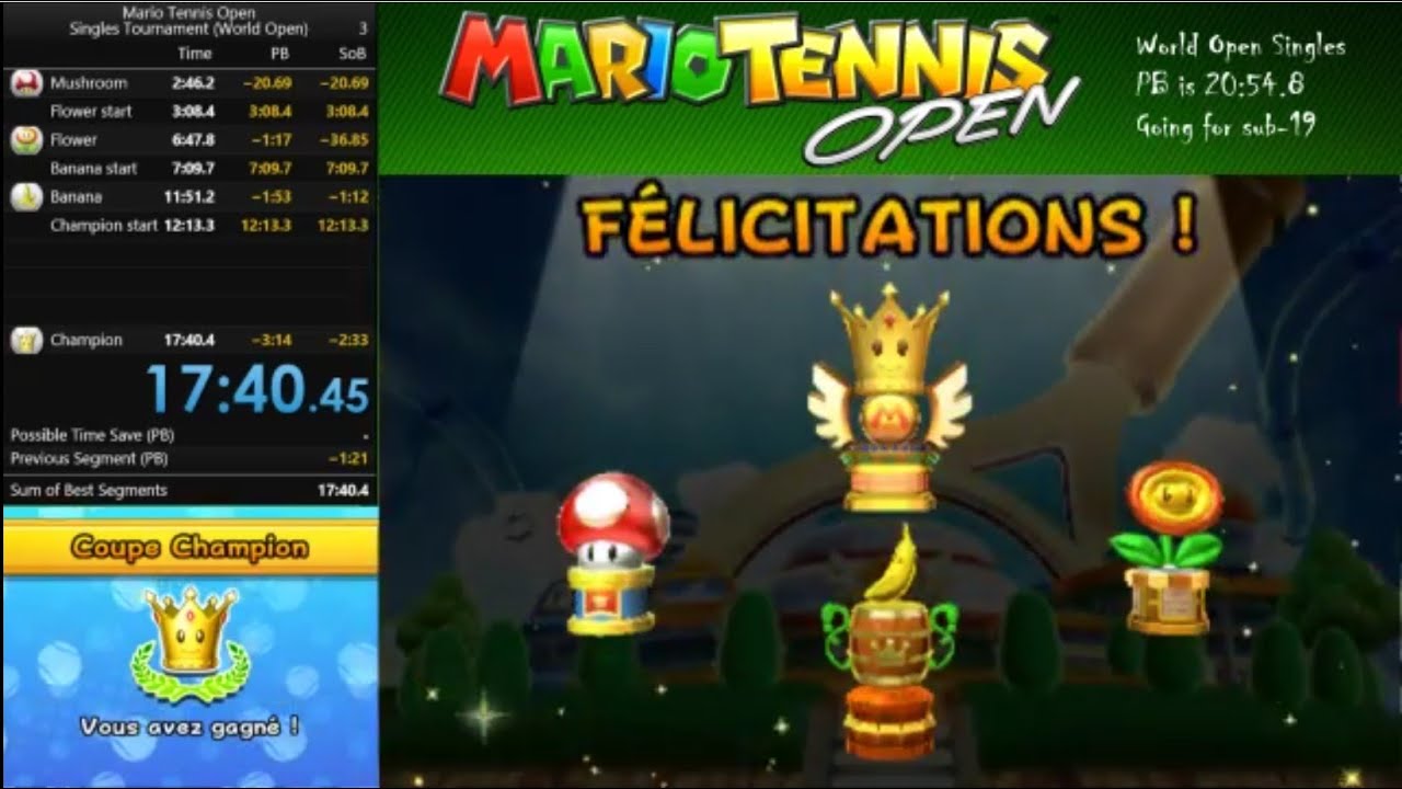 [Old PB] Mario Tennis Open - World Open Singles speedrun in 17:39