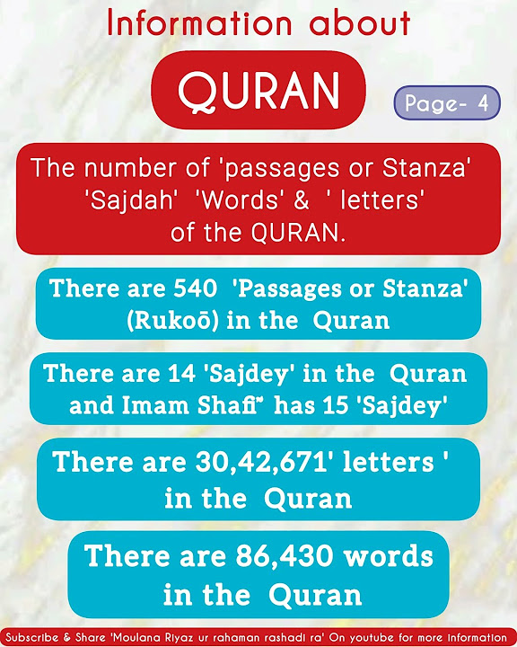 Information about quran how many passages sajdah words letters in