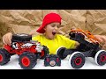 Vlad et niki samusent avec les nouveaux jouets hot wheels monster truck rc