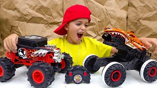 Vlad et Niki s'amusent avec les nouveaux jouets Hot Wheels Monster Truck RC