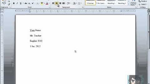 How to set up your paper in MLA format using Microsoft Word 2010