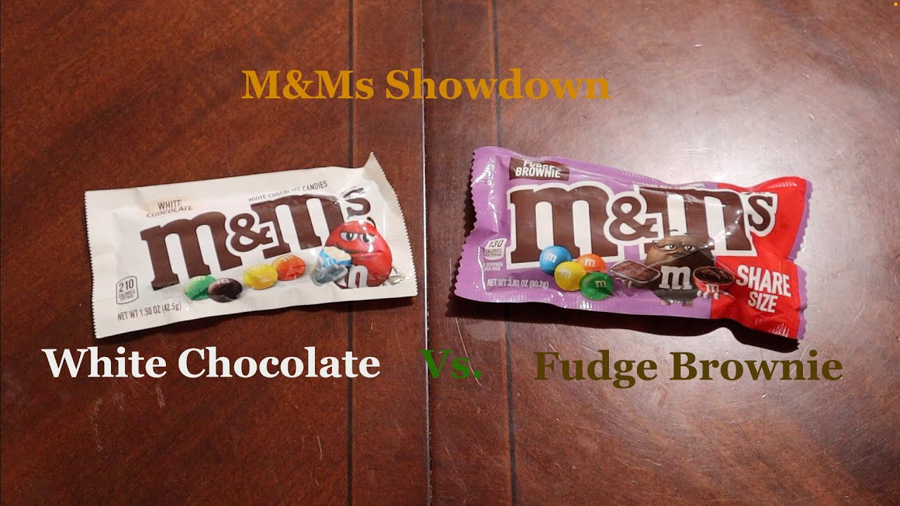 M&Ms Showdown White Chocolate Vs. Fudge Brownie YouTube