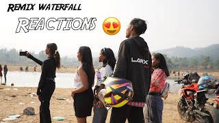 Cute girls reaction 😍❤️ ||superbike for first time in Remix waterfall❤️