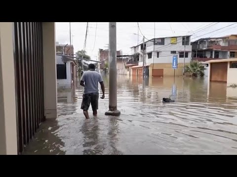 Heavy downpour floods communities in northwestern peru