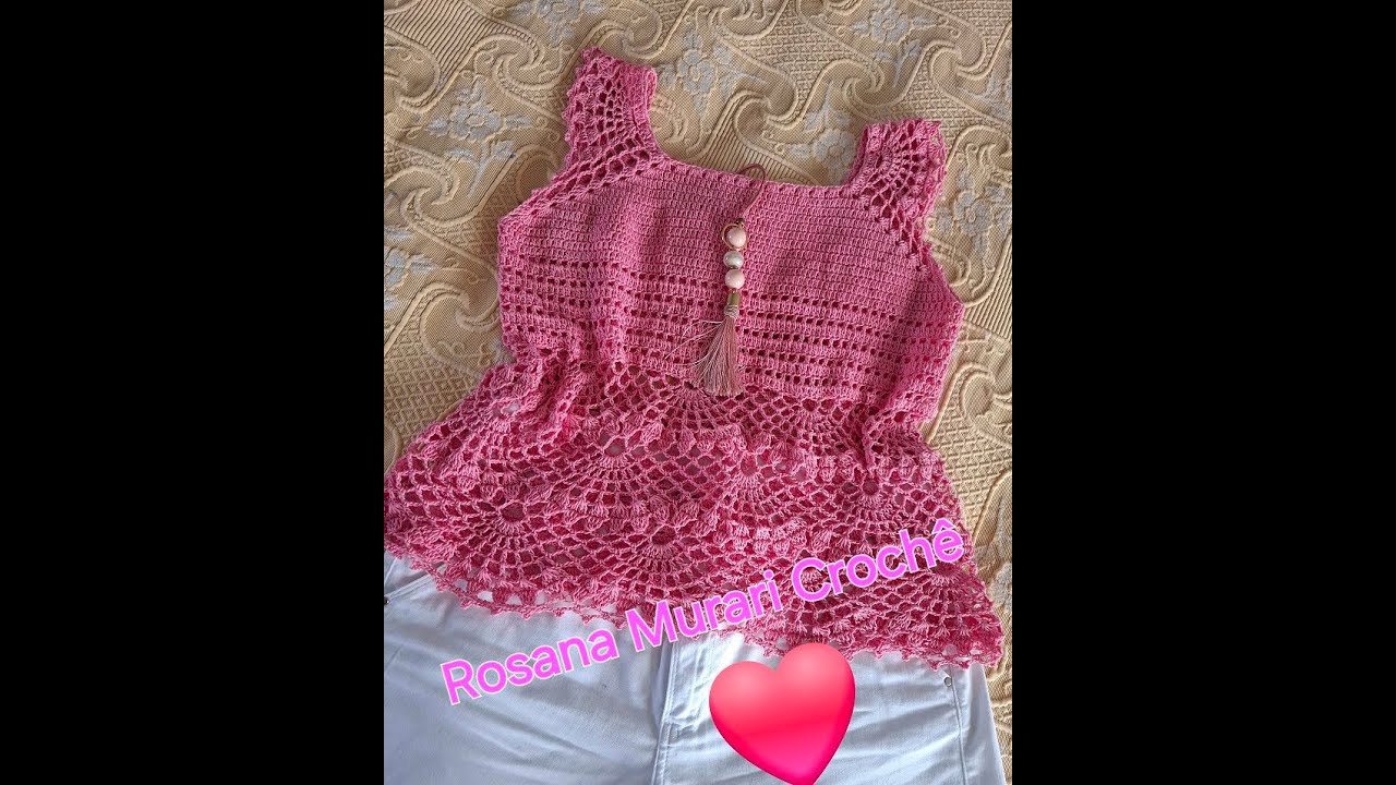 BLUSA TOP DOWN EM CROCHÊ TAMANHO G, FÁCIL E RÁPIDA DE FAZER