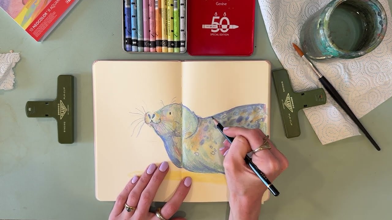 Watch me draw this seal with the new Limited Edition Neocolour Pastel Collection!