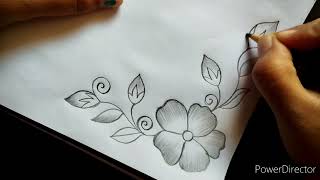 Flower border design by pencil|| Corner design||Project@riyaartandcraft1