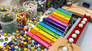 HABA Melody Slope + Rainbow🌈 Xylophone☆Oddly satisfying Marble Run ASMR