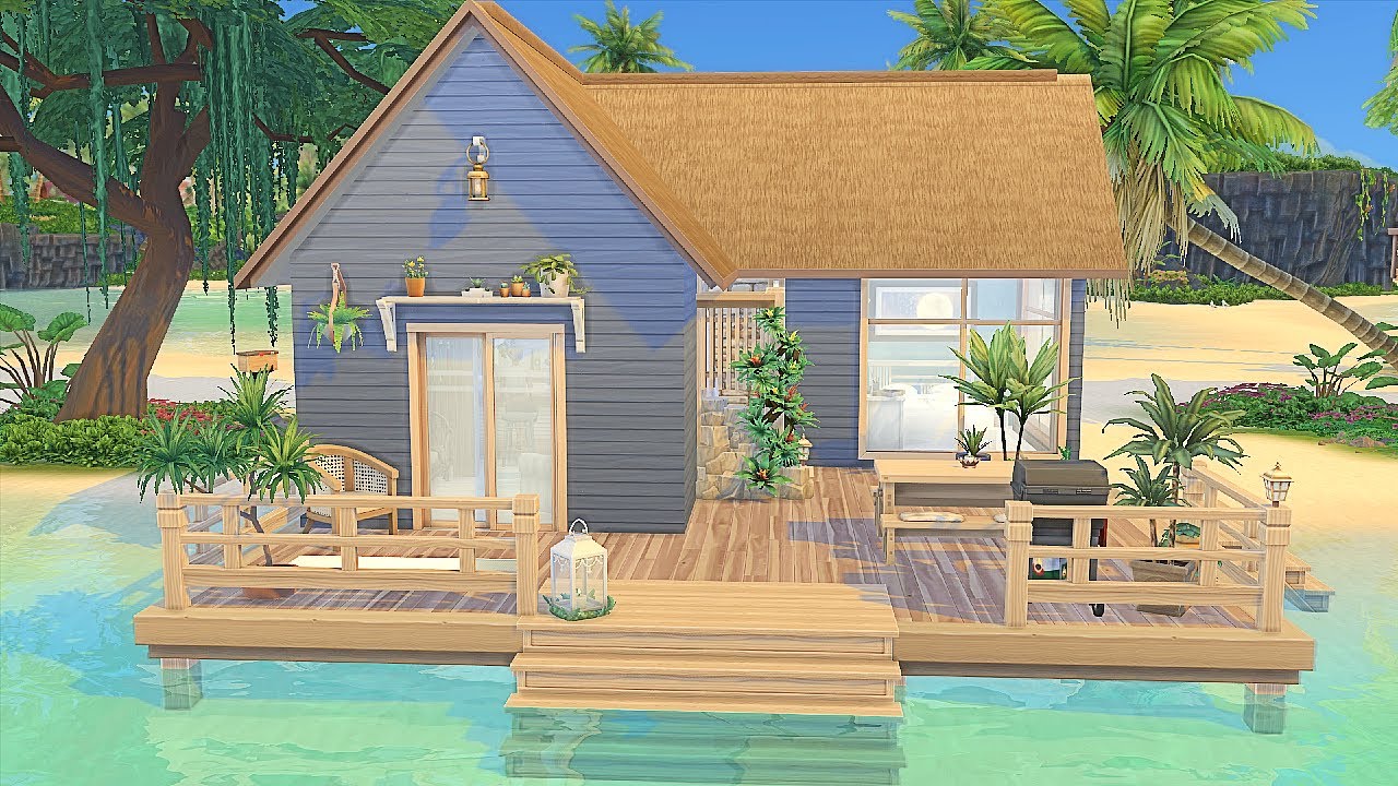 Peaceful tiny beach house 🌊 No CC || Speed Build || Sims 4 - YouTube