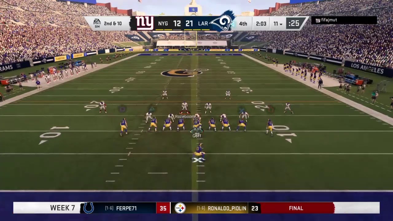 W7 rams giants LigaDynasty - YouTube