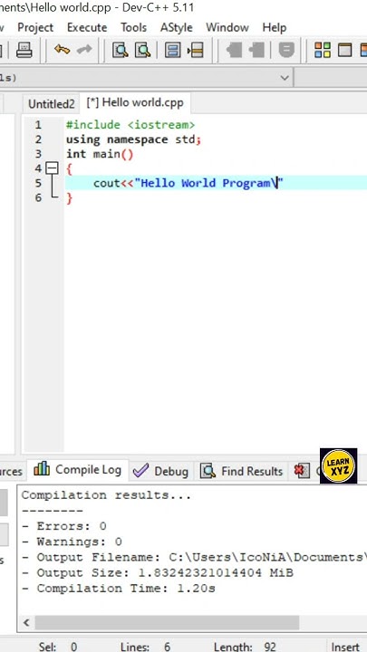 Hello world program in Dev c++ #helloworld #cpp - YouTube
