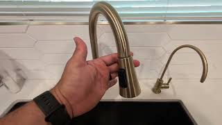 Delta Faucet Lenta Gold Kitchen Faucets with Pull Down Sprayer for Kitchen Sink, Champagne Bronze