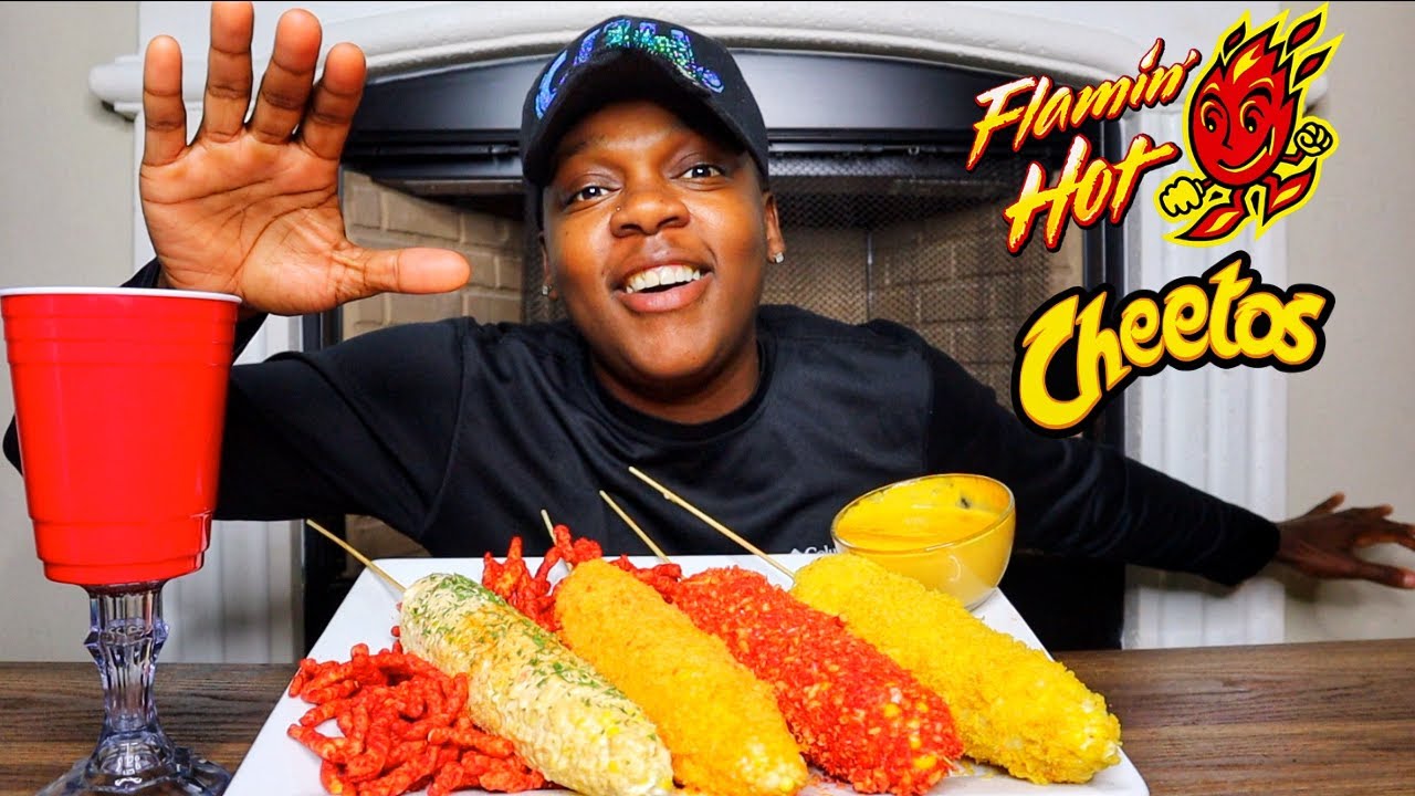 FLAMING HOT CHEETOS & FUNYUNS ELOTES 🌽 MUKBANG YouTube