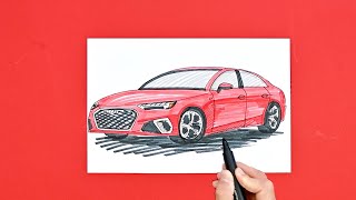 How to draw Audi A4 car