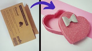 DIY Gift Box | How to make Heart Shape Box | Affordable \& Thoughtful Gift Idea|Cardboard Box Recycle