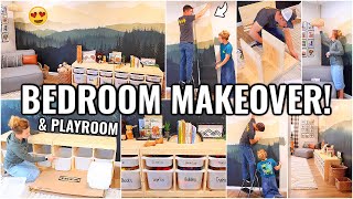 BEDROOM &amp; PLAYROOM MAKEOVER!!😍 *CREATING A DIY ACCENT WALL* DECORATE, ORGANIZE &amp; CLEAN WITH ME