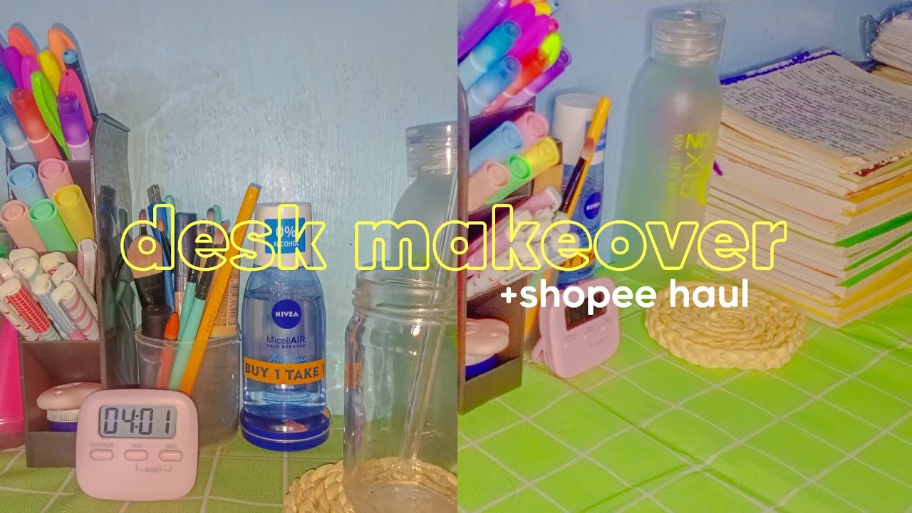 simple desk makeover + shopee haul (9 peso deals)🌷|Philippines 🇵🇭