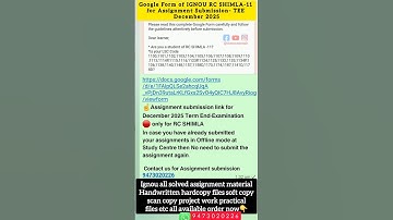IGNOU Assignment Submission Guidelines Rc Shimla 11 December 2025 Session| IGNOU Assignment dec 2025