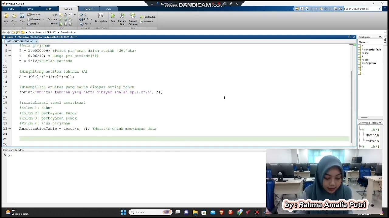 Program Script Matlab Menghitung Anuitas Matematika Ekonomi - YouTube