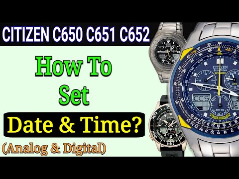 Citizen C650 Setting Instructions (Also for C651 C652 Skyhawk) | Set Time &  Date - YouTube