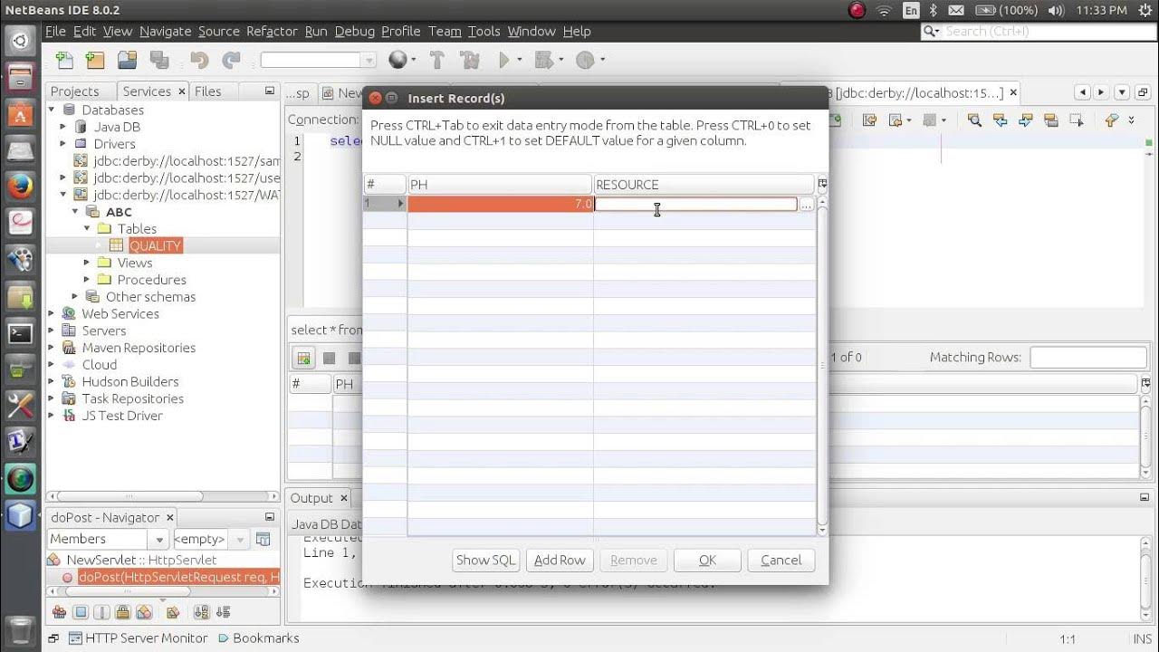 how to create and insert into a databse on NetBeans-Derby-2 - YouTube
