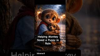 Helping Monkey Saved a Puppy in Rain | Emotional 3D Short #trending #viral #shorts #eyecatchy