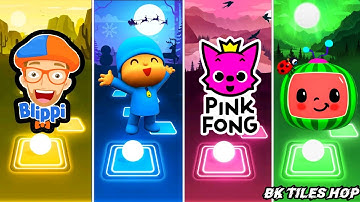 Blippi vs Pocoyo vs Pinkfong vs Cocomelon | Tiles Hop | Blippi - Pocoyo - Pinkfong - Cocomelon |