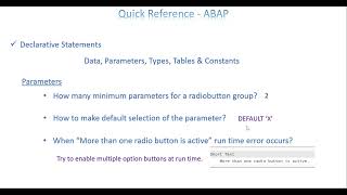 QR ABAP 2 - Declarative Statements - PARAMETERS