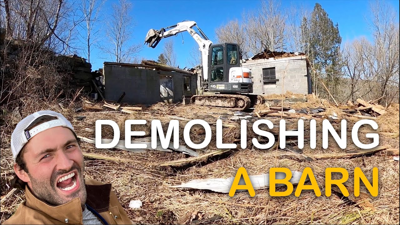 Demolishing A Barn With An Excavator - YouTube